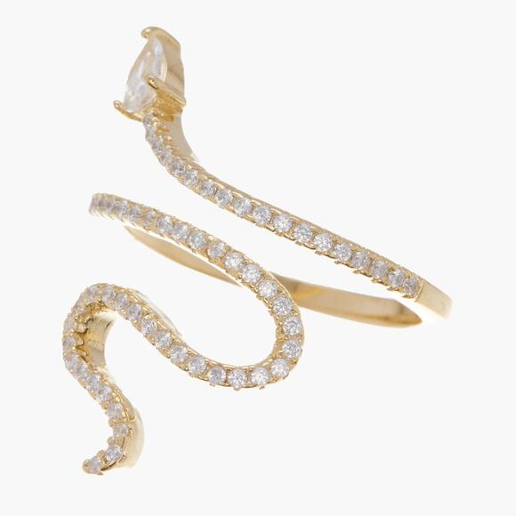 Adornia Jewelry - NWT ADORNIA 14K Gold Plated Swarovski Crystal Accented Winding Snake Ring (7)